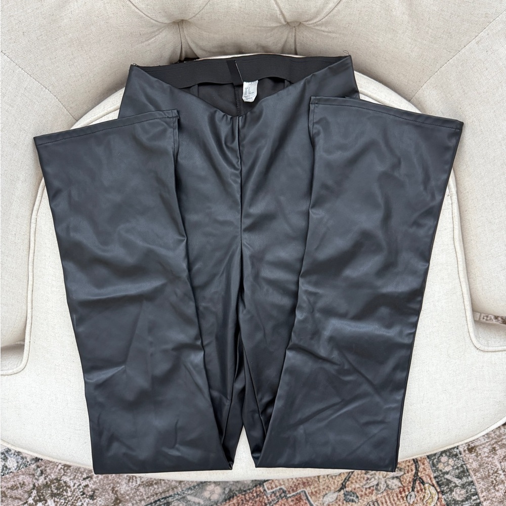 Faux leather pants flare
